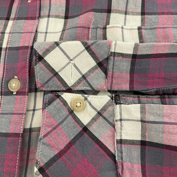 RIDERS BY LEE Womens Gray Pink White Plaid Long Sleeve Button Down Shirt Medium - Picture 4 of 7